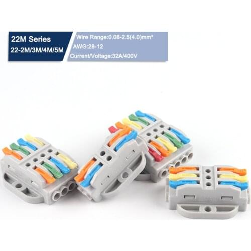 5PCS Wire Connector Push-in Terminal Block Universal Fast Wiring Cable Connectors For Electrical Connection M3 Screw Can Fixing