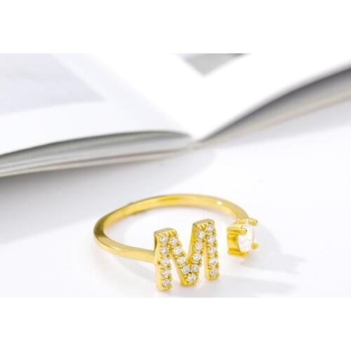 A-Z Alphabet Initial Letter Resizable Rings Stainless Steel Fashion Friendship Jewelry Drop Shipping Party Christmas Gift