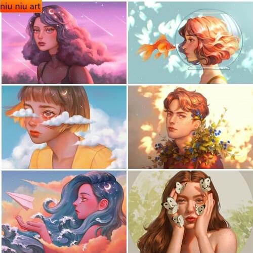 5D Cartoon Girl Portrait Diamond Embroidery Full Square/Round DIY Diamond Painting Handmade Mosaic Home Decoration Gift