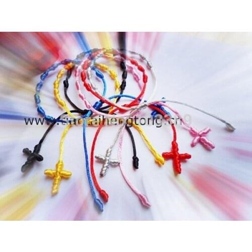 Free ship 50pcs/lot multicolored rope rosary bracelet/knot bracelet/cord bracelet/rosary bangle decenario bracelet special offer