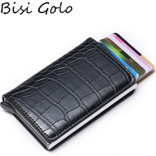 BISI GORO Mini Wallet 2020 Fashion Carbon Fiber Credit Card Holder Men and Women Smart Purse Business Multifunctional ID Holders