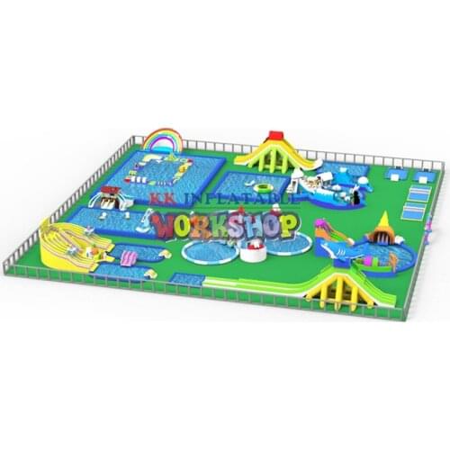 Large land mobile inflatable water park combination,water games,water Slide inflatable aqua amusement park for sale