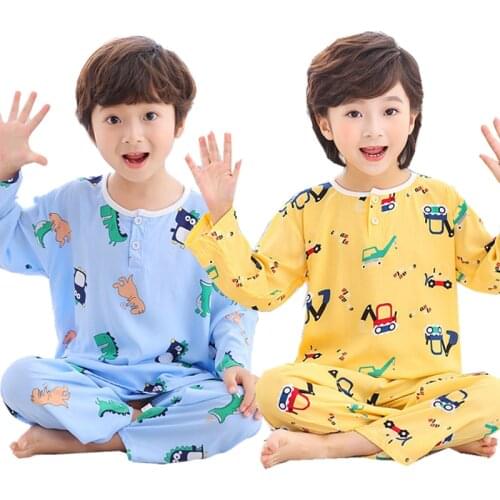 Kids Pajamas Summer Girls Boys Sleepwear Nightwear Baby Infant Clothes Cartoon Dinosaur Pijamas Sets Cotton Childrens Pyjamas