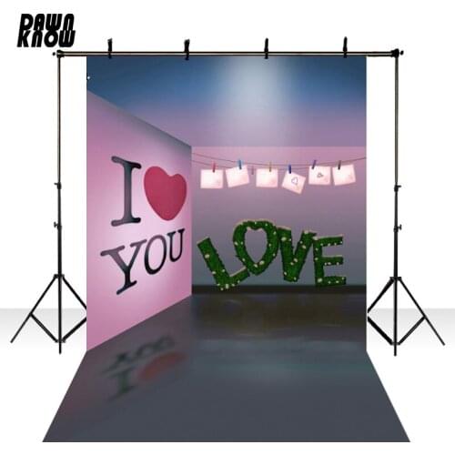 DAWNKNOW Pink Wall Indoor Photography Background Backdrop Valentines Dat Wedding I Love You Photo Shoot Studio Props 2494
