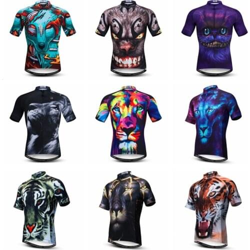 Summer Cycling Jersey Short Sleeve Men 3D Wolf Lion Cycling Clothing Quick Dry MTB Bike Jersey Tops Road Bicycle Shirt