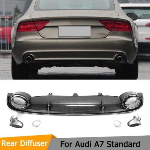 Rear Bumper Lip Diffuser with Car Exhaust For Audi A7 Standard Bumper Only 2012-2015