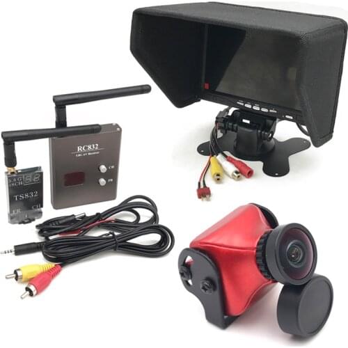 5.8G FPV Combo CCD 800TVL FPV Camera +600mW 48CH TS832 video transmitter + RC832 receiver +7 inch LCD 1024x600 Monitor for Drone