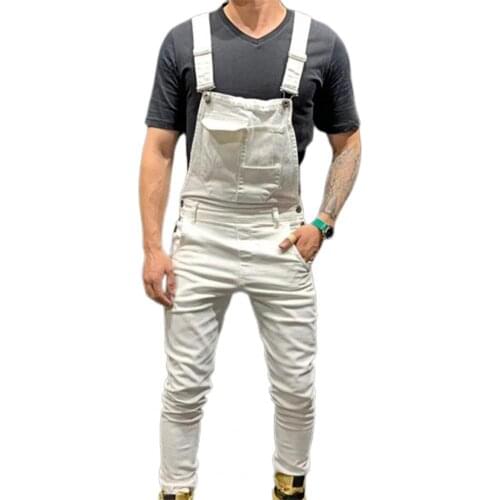 Men Jumpsuit Solid Color Multi Pockets Overalls Full Length Mid Rise Cargo Jumpsuit for Working Plus Size Men Casual Jeans Pants