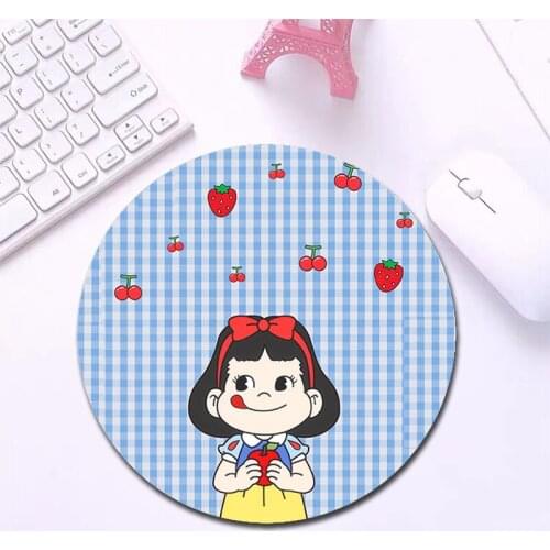 Round Girl Cute Cartoon Girl Mouse Pad Soft Mat For Game Computer Cap Desk Mat Pads Non-Slip Rubber Office Mouse Pad