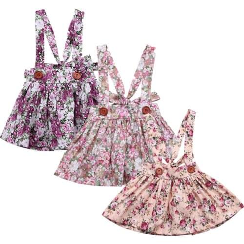 Summer Adorable Toddler Kids Baby Girls Suspender Princess Bib Strap Skirt Party Floral Cute Summer Clothes