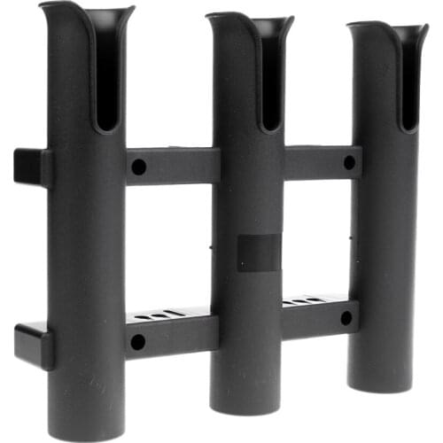 MagiDeal Plastic 3 Tube Rod Holder Rack Bracket Socket for Marine Boat Kayak Canoe Fishing Angling Fishing Tools -Black
