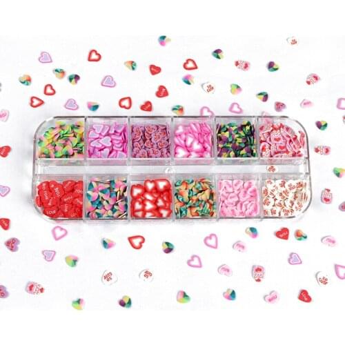 Hearts Shape Polymer Clay Slice Slime Resin Shaker Filler UV Epoxy Resin Mold Fillings DIY Crafts Making Nail Art Accessories