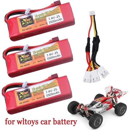 Upgraded battery for Wltoys 144001 car 2s 7.4 V 3500mAh Lipo battery T Plug for Wltoys 1/14 144001 RC car battery with charger