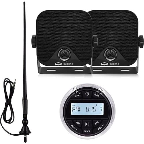 Marine Bluetooth Stereo Boat Radio Audio Receiver FM AM MP3 Player+4inch Waterproof Speaker+Antenna For ATV Bath Yacht Motorcycl
