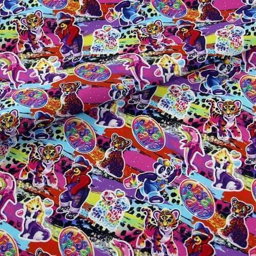 Cartoon Lisa Frank Design 100% Cotton Fabric for Kids Clothes Home Textiles Cloth Slipcover Cushion Cover DIY Sewing Material