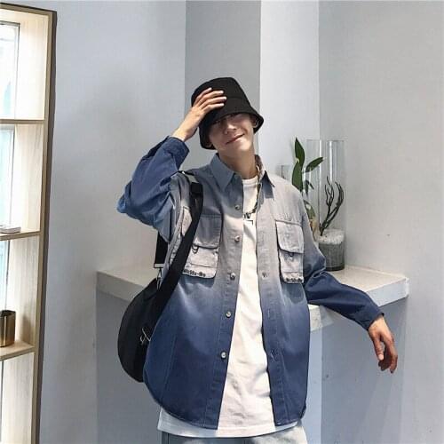 Shirt mens long-sleeved autumn new Korean version of the trend handsome casual loose wild gradient couple shirt jacket clothing