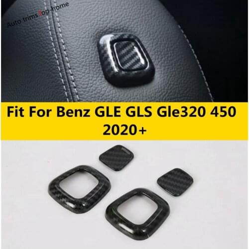 Seat Head Pillow Headrest Adjust Button Cover Trim Carbon Fiber / Matte Interior For Mercedes-Benz GLE GLS Gle320 450 2020 2021