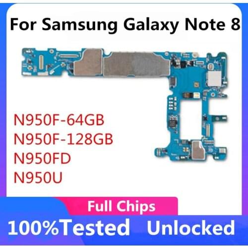 Original For Samsung Galaxy Note 8 Motherboard N950F N950FD N950U 64GB 128GB Unlocked Main Logic Board Android System Free Shipp