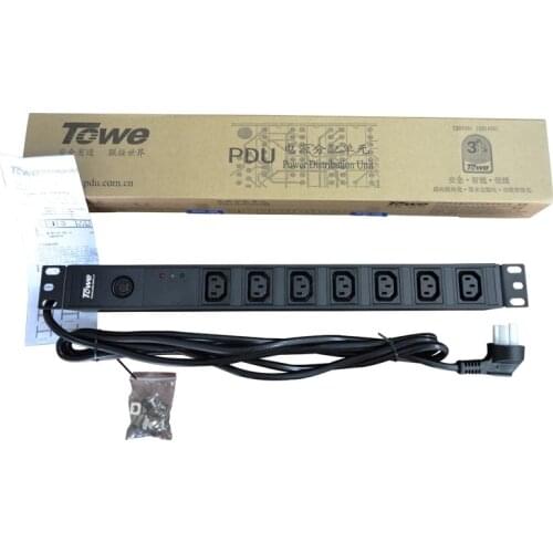 TOWE PDU SPD EN10/I709PS 10A 7 WAYS IEC320 C13 Overload Protect Cabinet Socket Power Distribution Unit Surge Protector