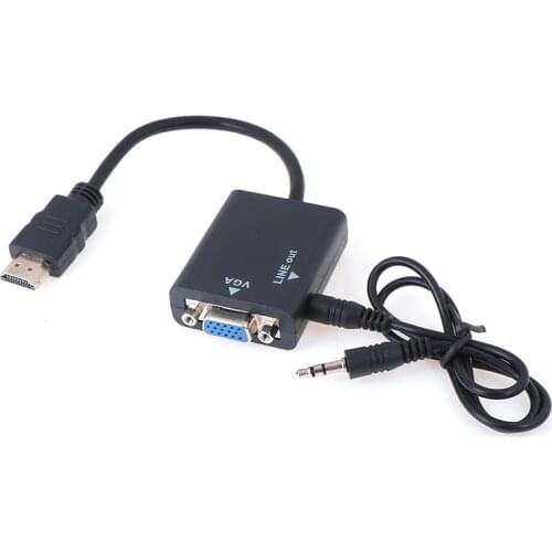 HDMI-compatibleTo VGA Cable ConverterMale To Famale Adapter Digital Analog HD 1080P For PC Laptop Tablet HDMI-compatibleVers VGA