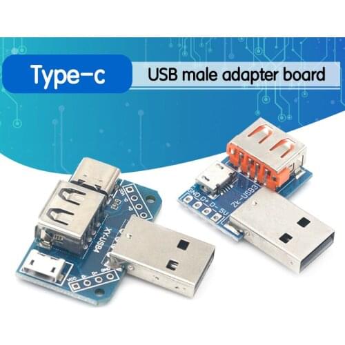 USB Head Switchboard Male USB Connector to Type-c Micro USB Female USB 2.54-4P transfer test board USB adapter plate XY-USB4