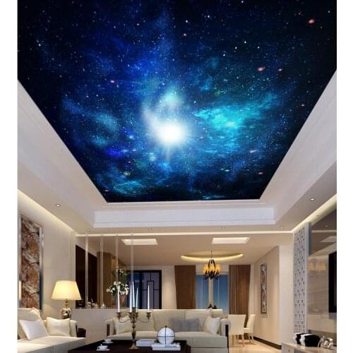 Custom photo wallpaper Zenith ceiling The sky the stars Art Mural for Living Room Large Painting Home Decor