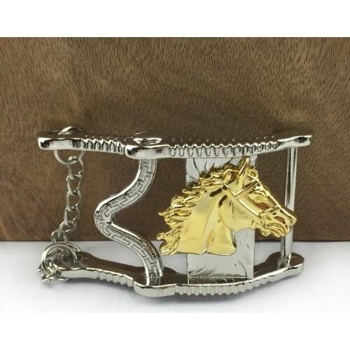 BuckleClub wholesale Zinc alloy horse head belt buckle cowboy jeans gift belt buckle FP-03728 silver finish 4cm width loop