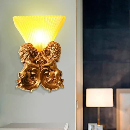Modern Resin Led Wall Lamp for Bedroom Living Room LOFT Home Decoration Lion Head Creative Corridor Aisle Background Wall Sconce