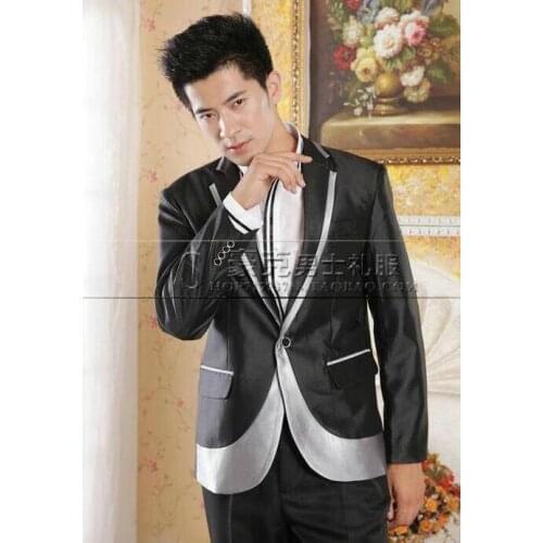 Chorus groom wedding suits for men blazer boys prom mariage suits fashion slim masculino latest coat pant designs silver trim
