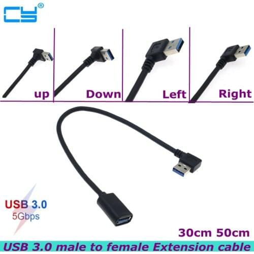 5Gbps Black and white 20cm USB 3.0 right/left/up/down angle 90 degree extension cable male to female adapter cable USB cable