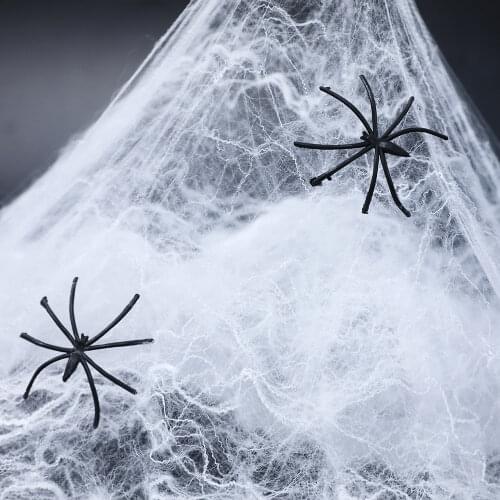 Halloween Decoration Spider Web Horror Artificial White Stretchy Cobweb Halloween Outdoor Party Supplies Scary Party Scene Props