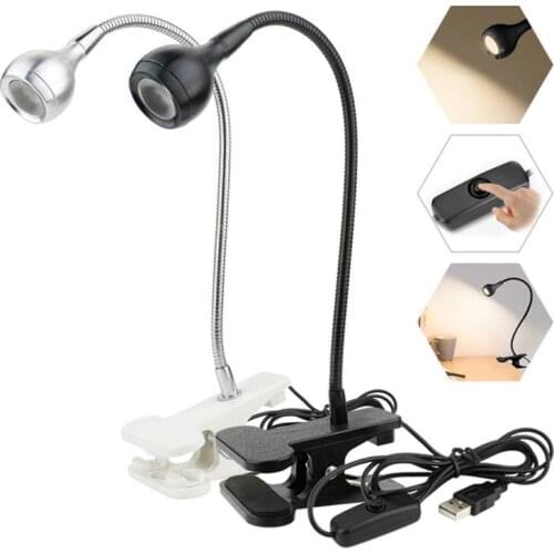 USB Power Clip Holder LED Book Light Desk Lamp 1W Flexible LED Reading Book Lamp Switch On/Off Table Lamp For Bedroom Study Room