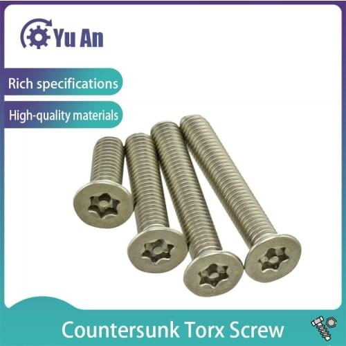 Countersunk Head Plum Blossom Screw with Column 304 Stainless Steel Flat Head Anti-theft Screw with Needle M3-M6 20pcs