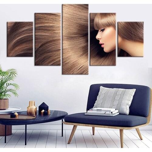 Wall Art 5 Pieces Modern Painting Canvas Prints Beautiful Hair colored Hair Print Modular Paintings Living Room Decoration