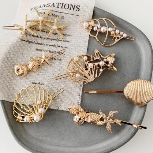 New Fashion Shell Hair Clips For Women Girls Sweet Gold Color Hairpins Barrette Simple Lady Headwear Hair Accessories
