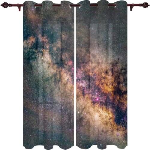 Polyester Curtain Milky Way Galaxy Kitchen Room Curtains In The Modern Living Room Bedroom Dining Room Translucent Curtain