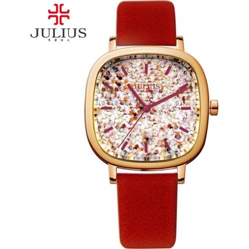 JULIUS Women Watch Luxury Brand With Logo Square Teenage Girls Watches Leather Strap Korean Designer wristwatch Jewelry JA-889