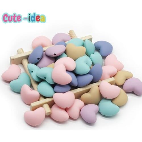 Cute-Idea 10PCs Slim Heart Teething Gift Chewable Pacifier Chain Baby Product DIY Toddler Toys Rodent Accessories DIY Teether
