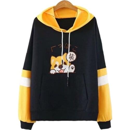 2021 Summer Sweet Hoodies Women Cartoon Print Harajuku Cotton Hooded Loose Sweatshirts Girls Patchwork Pullover 2113132