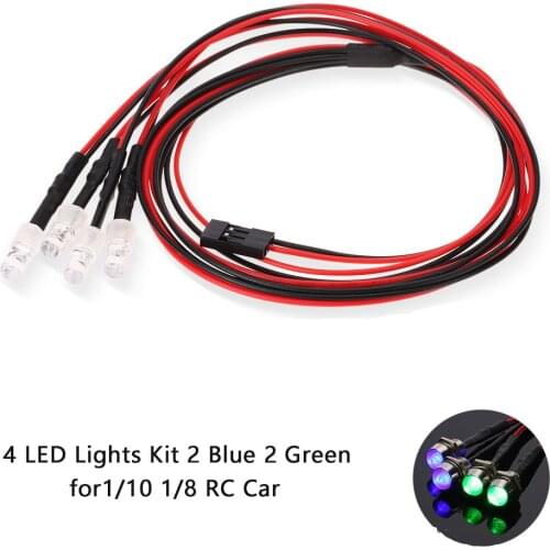 4 LED Lights Lamp Kit for RC Car 1/10 1/8 Traxxas HSP Redcat RC4WD Tamiya Axial SCX10 D90 HPI RC Car Truck Model Parts