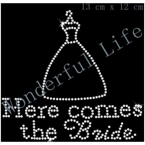 Free shipping Wedding Here Comes The Bride Diamante Motif