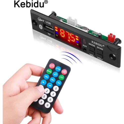 Kebidu 12V Wireless Bluetooth Audio Decoder Board Module Car MP3 Player MP3 WMA WAV AUX 3.5MM USB TF FM decoder board DIY Speake