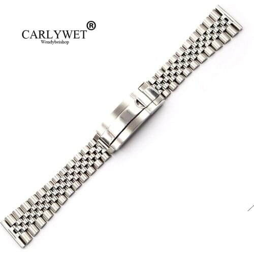 CARLYWET 20 22mm Wholesale Stainless Steel Glide Lock Replacement Wrist Watchband Strap Bracelet For Omega IWC Tudor Seiko