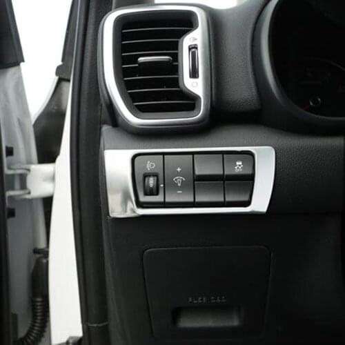 Carmilla Car Headlight Switch Adjustment Button Circle Protection Trim Stickers for Kia Sportage Kx5 QL LHD 2016 2017 2018