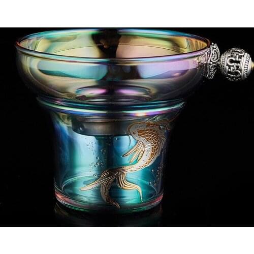 Colorful gold and silver burning glass tea drain bracket tea filter tea screen tea partition creative tea set accessories