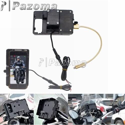 Motorcycle Phone Holder Stand USB Charger GPS Navigation Phone Holder Stand Bracket For BMW F700/800 R1200GS Honda CRF1000L 2016