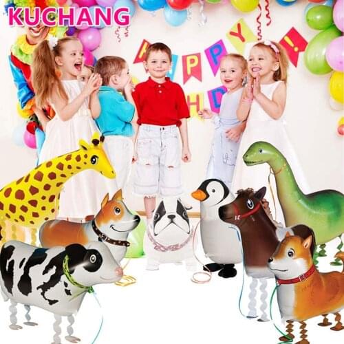 1pc Walking Farm Animal Balloons Pet Puppy Dog Bulldog Giraffe Zebra Panda Cow Pig Kids Theme Birthday Party Gift Decor Supplies