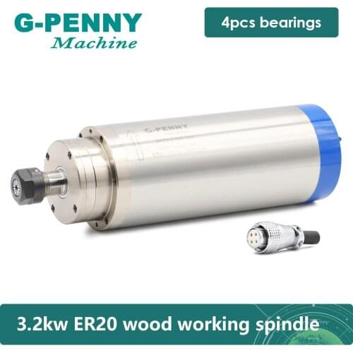 Wood Working Spindle motor 220v 3.2KW ER20 4 Bearings Water Cooled Motor for CNC Router engraving milling Machine