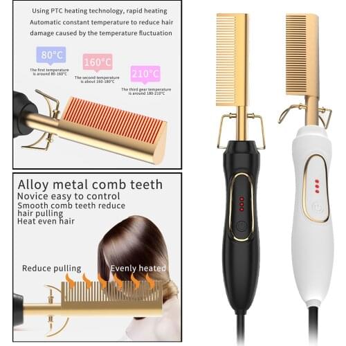 Hot Straightening Comb Hair Curler Heating Iron Straightener Anti-Scald Hair Flat Irons Hot Heating Comb For Hair