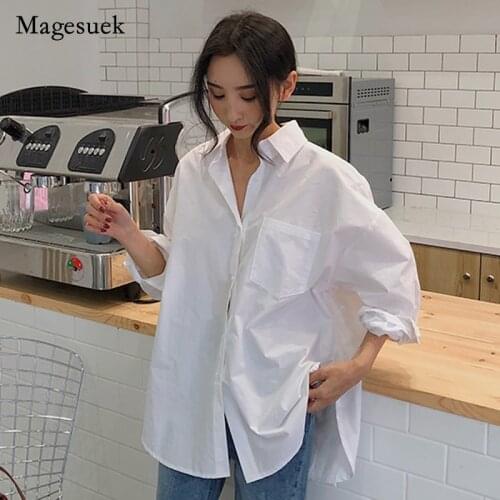 Long Sleeve Cotton White Blouse Women 2021 Plus Size Loose Women Shirt Blouses Casual Office Lady Button Shirt Tops Blusas 11456
